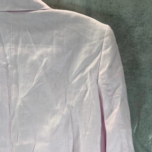 SOLD! GUESS Women's Wispy Pink Double-Breasted Long-Sleeve Linen Blazer - Picture 5 of 12